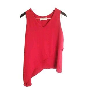 Amanda Uprichard Tunic Womens Medium Red Asymmetrical Hem Sleeveless   Layered